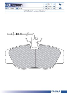 Колодки гальмівні дискові fomar fo 629081