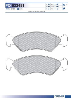 Колодки гальмівні дискові fomar fo 633481