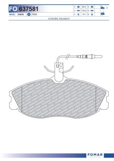 Колодки гальмівні дискові fomar fo 637581