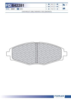 Колодки гальмівні дискові fomar fo 642281