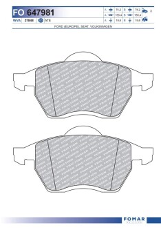 Колодки гальмівні дискові fomar fo 647981