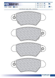 Колодки тормозные дисковые fomar fo 668181