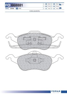 Колодки гальмівні дискові fomar fo 668881