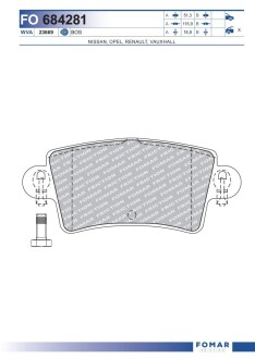 Колодки тормозные дисковые fomar fo 684281
