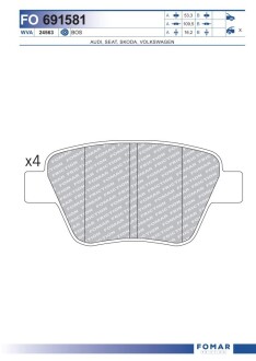 Колодки гальмівні дискові fomar fo 691581