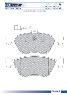 Колодки гальмівні дискові fomar fo 692581