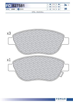 Колодки тормозные дисковые fomar fo 827581