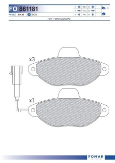 Колодки гальмівні дискові fomar fo 861181