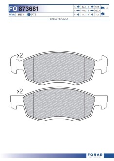 Колодки гальмівні дискові fomar fo 873681