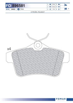 Колодки гальмівні дискові fomar fo 896581