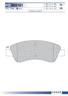 Колодки гальмівні дискові fomar fo 906181