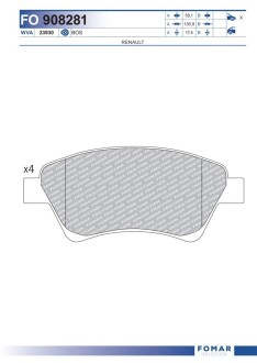 Колодки гальмівні дискові fomar fo 908281