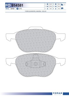 Колодки гальмівні дискові fomar fo 914581