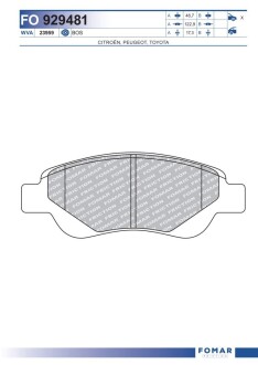 Колодки тормозные дисковые fomar fo 929481
