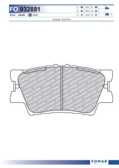 Колодки гальмівні дискові fomar fo 932881