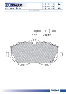 Колодки гальмівні дискові fomar fo 934981