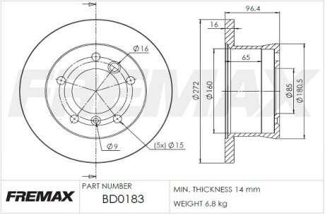 Диск гальмівний fremax bd-0183