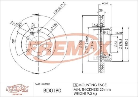 Диск гальмівний fremax bd-0190