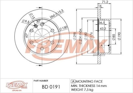 Диск тормозной fremax bd-0191