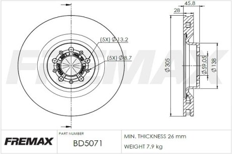 Диск тормозной fremax bd-5071