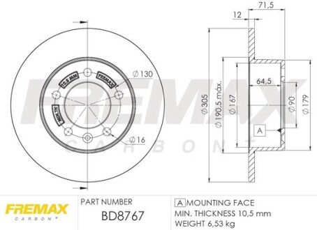 Диск гальмівний fremax bd-8767