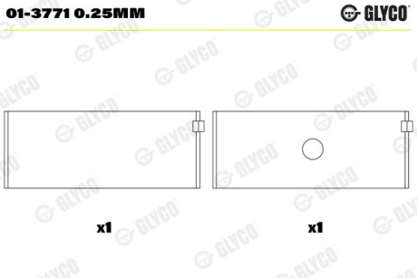 Вкладыши шатунные (4,5,6) MB OM601/OM602/OM603 glyco 01-3771 0.25MM