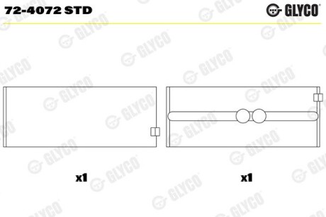 Вкладыши коренные glyco 72-4072 STD