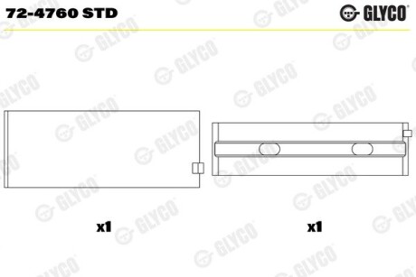 Вкладыши коренные MB glyco 72-4760 STD