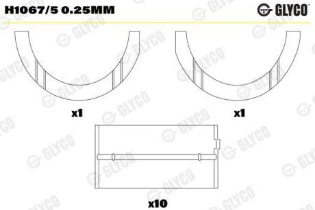 Вкладыши коренные (к-кт) glyco h1067/5 0.25MM