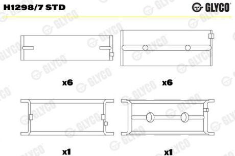 Вкладыши коренные (к-кт) glyco h1298/7 STD