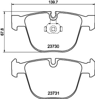 Колодки гальмівні дискові Комплект; задн. hella 8DB355010751