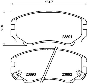 Колодки гальмівні дискові комплект; передн. hella 8DB355010991