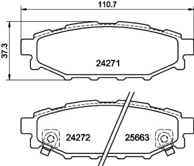 Колодки гальмівні дискові комплект; задн. hella 8DB355012261