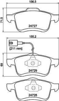 Колодки тормозные дисковые комплект; передняя. hella 8DB355014241