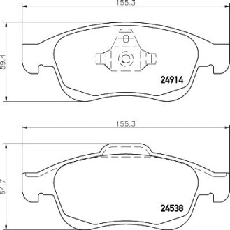 Колодки гальмівні Дискові Комплект; передн. / Kaptur 2.0 2013>, Duster 2011> hella 8DB355014791 (фото 1)