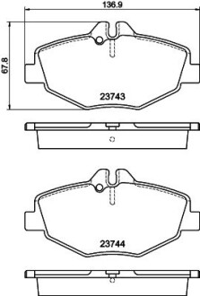 Колодки тормозные дисковые комплект; передняя. hella 8DB355018731