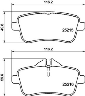 Колодки тормозные Дисковые Комплект; задн. hella 8DB355019741