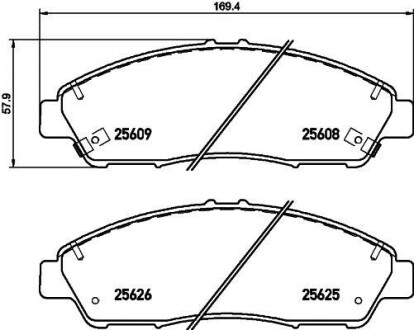 Колодки гальмівні дискові комплект; передн. hella 8DB355020211