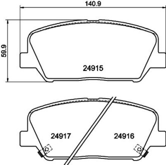 Колодки гальмівні дискові комплект; передн. hella 8DB355020591