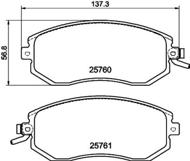 Колодки тормозные дисковые комплект; передняя. hella 8DB355020891