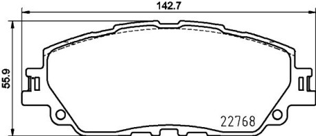 Колодки гальмівні дискові комплект; передн. / Camry 17>, RAV 4 18> hella 8DB355036511