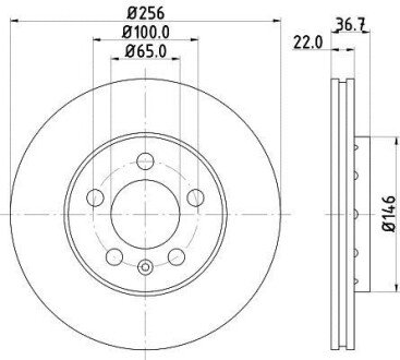 VW Диск тормозной вент.передн. Audi A3,Golf IV,Polo,Skoda Fabia,Octavia hella 8DD 355 105-361