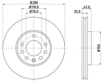 OPEL Диск тормозной передн.вент. Astra G/H,Meriva hella 8DD 355 106-071