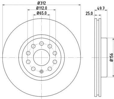 VW Гальмівний диск передній Audi A3 03- VW Golf V, Passat 05- Skoda hella 8DD 355 109-521