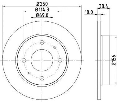 PRO MITSUBISHI Гальмівний диск задн. COLT CZC VI 1.5 06, COLT VI 1.1, 1.3, 1.5 04-, SMART hella 8DD 355 111-531