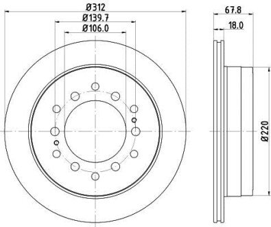 PRO TOYOTA Гальмівний диск задн. LandCruiser Prado 02- hella 8DD 355 114-861