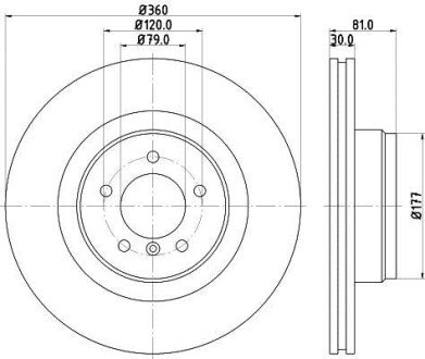 PRO LANDROVER Диск гальмівний передн. Range Rover III 05- hella 8DD 355 115-611