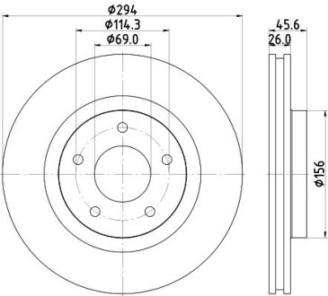 Диск гальмівний з покриттям PRO; передн. hella 8DD355115911