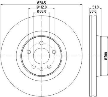 Диск гальмівний з покриттям PRO; передн. hella 8DD355117181