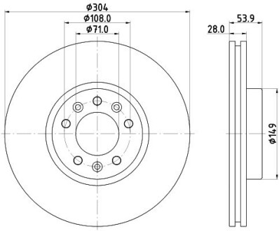 Диск гальмівний з покриттям PRO; передн. hella 8DD355125411